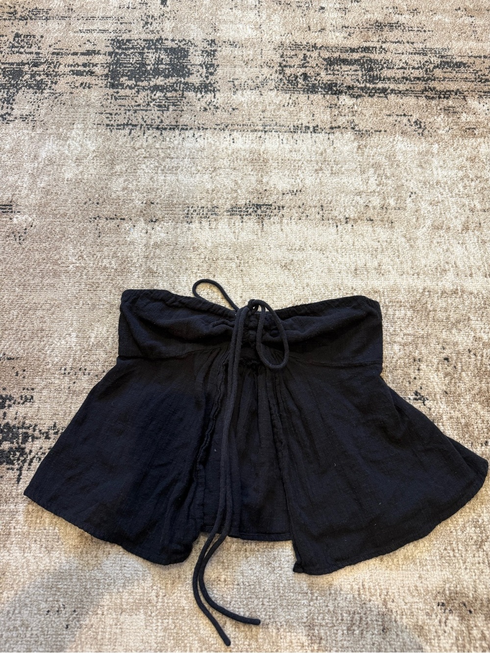 Ecote Black Strapless Tie-Front Crop Top